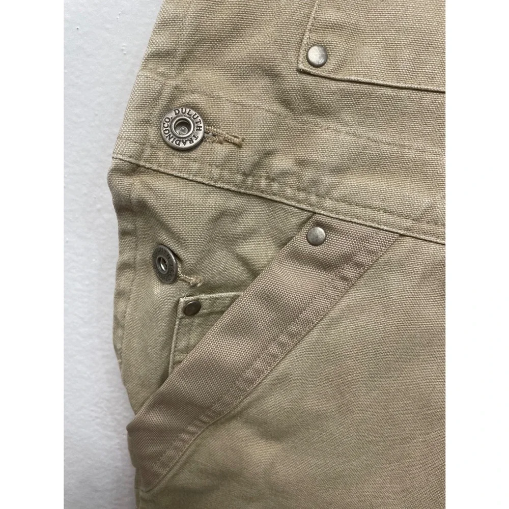 Duluth Trading Co Overalls Workwear 32x34 Tan Fire Hose Cotton Canvas Bibs